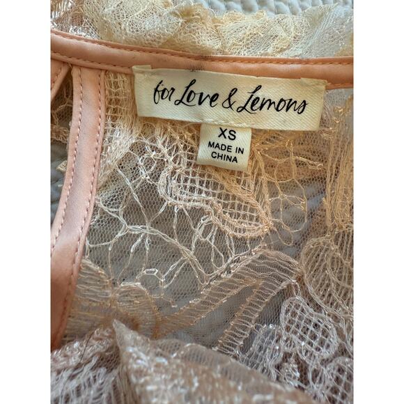 For Love And Lemons Pink Peach Ruffled Sheer Blouse Feminine Sexy Sheer Meredith - Picture 3 of 8